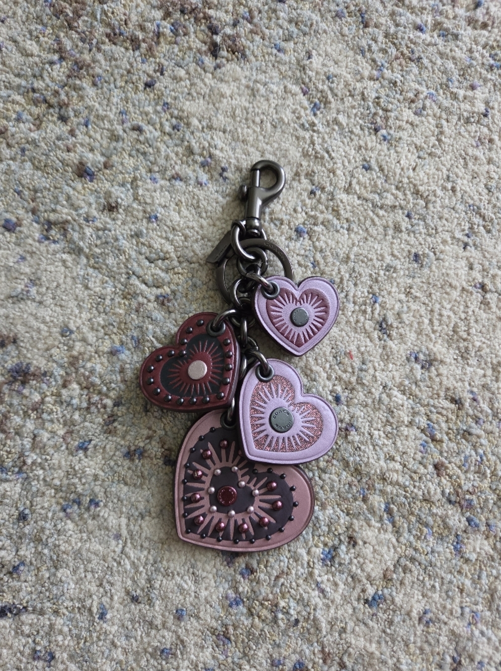 Coach Heart Charm Bag Charm Keychain With Gunmetal Hardware